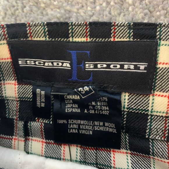 VTG 90s Escada Sport Wool Tartan Plaid Check Shorts Size 34 | US 2 High Waist - Picture 2 of 11